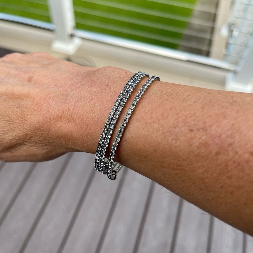 Swarovski Elements in gun metal & Clear Crystal Bracelet Sterling Silver
